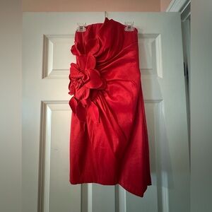 Homecoming Red Dress with Floral Detail